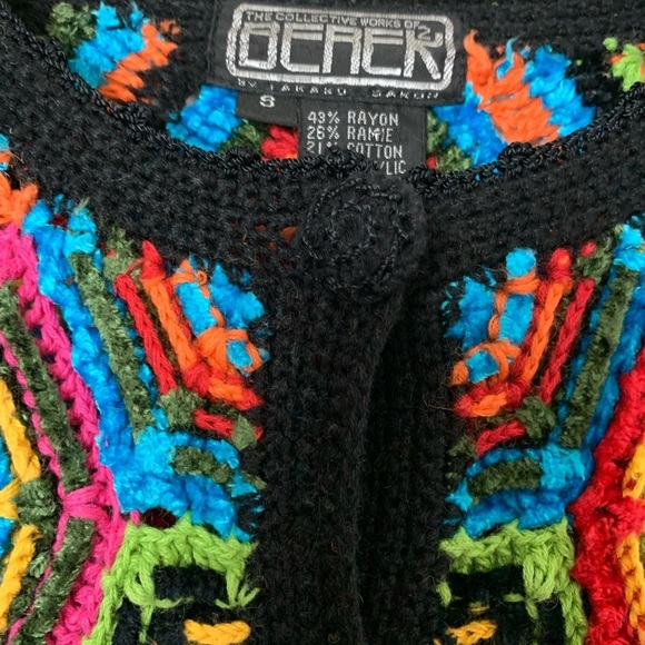 Vintage Crochet Hexagon Multi Color Sweater Size Small - Picture 5 of 7